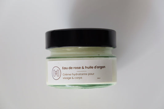 Crème pour visage et corps - Eau de rose & huile argan
